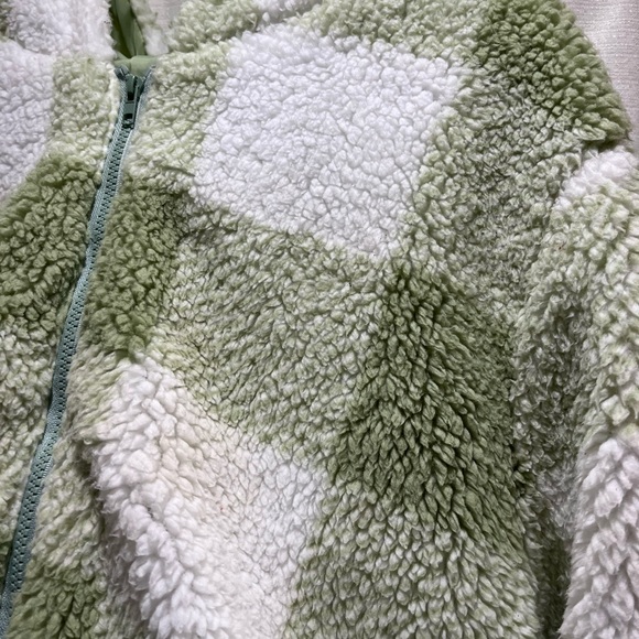 Green crop Sherpa jacket coat - Picture 4 of 6